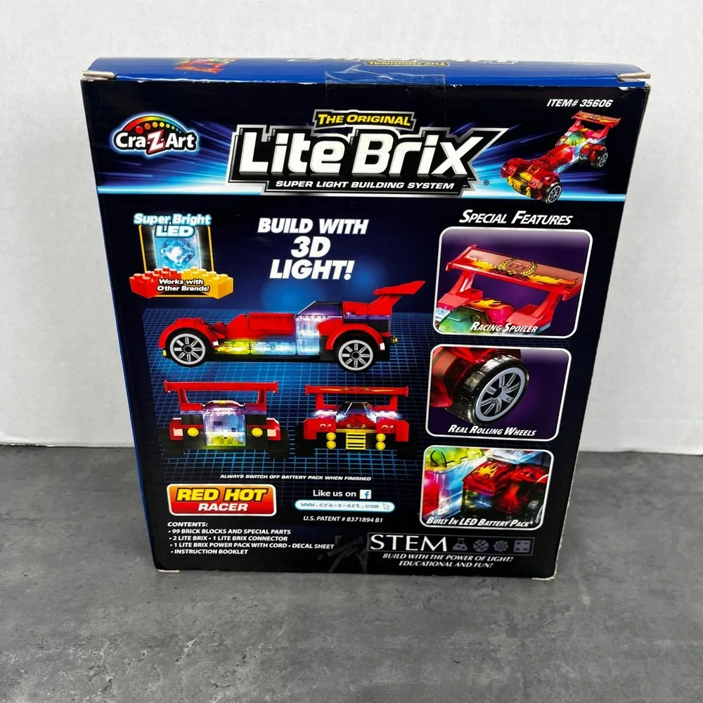 Cra-Z-Art Lite Brix Red‎ Hot Racer Light Up Building Set 103pc 35606 STEM Toy